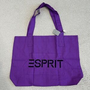 ESPRIT Vintage Purple Cotton Beach Canvas Tote Authentic NOS Retro 90s
